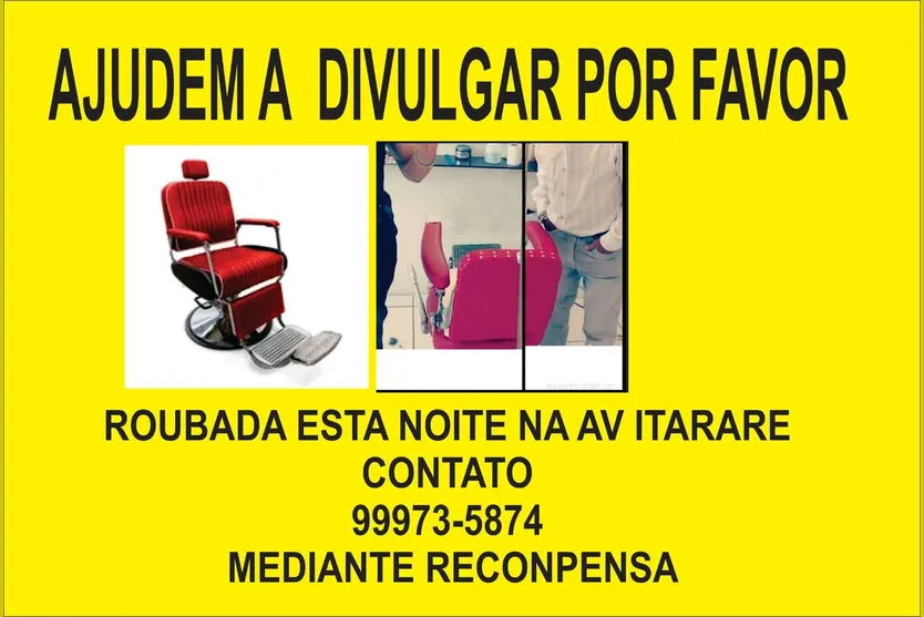 Inusitado: Cadeira de cabeleireiro é furtada em Apucarana