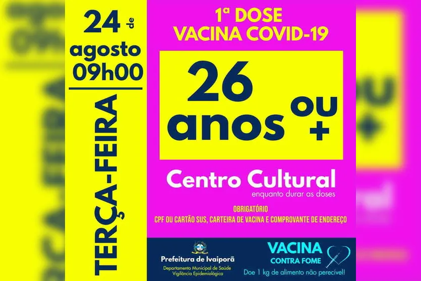 Ivaiporã divulga cronograma de vacinação contra Covid
