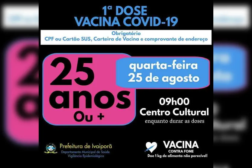 Ivaiporã divulga cronograma de vacinação contra Covid