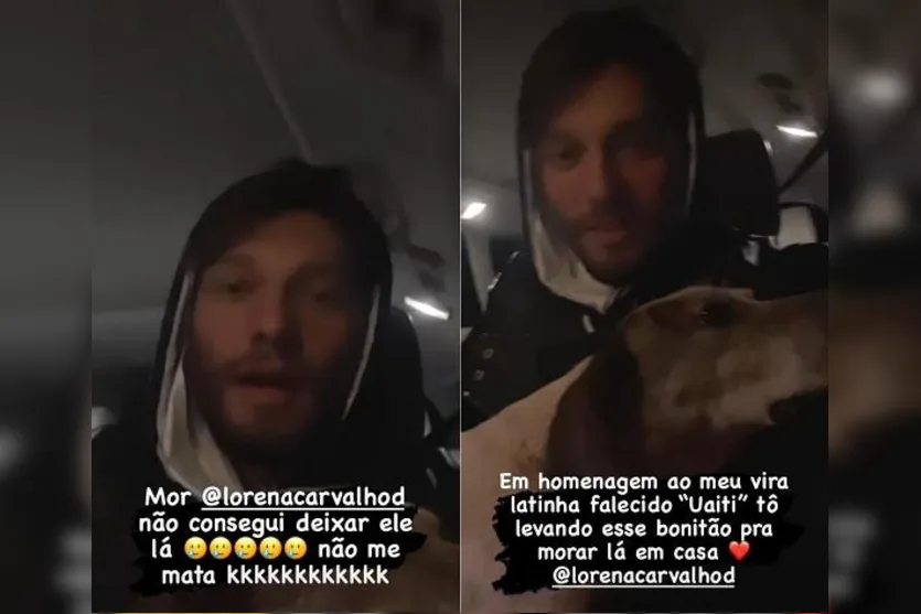 Lucas Lucco adota cachorro abandonado em posto de gasolina