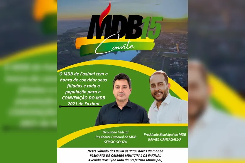 MDB de Faxinal realiza convenção municipal neste sábado