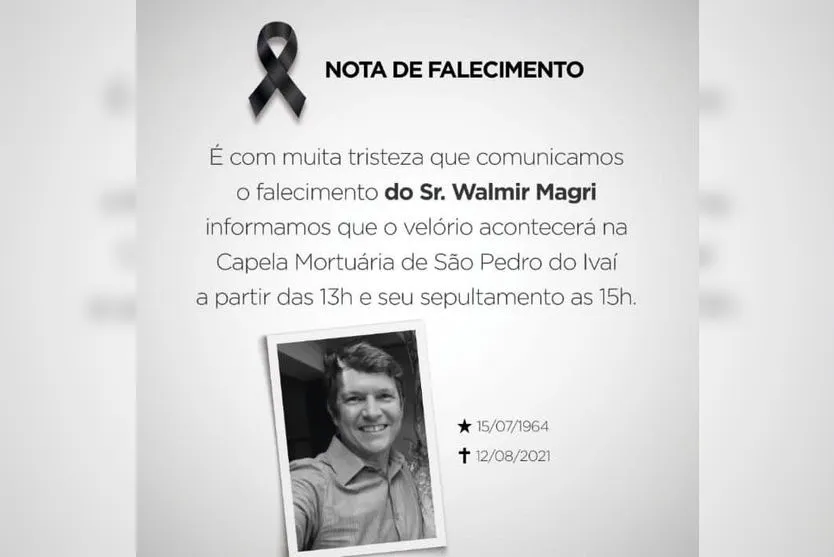 São Pedro do Ivaí decreta luto oficial de 7 dias