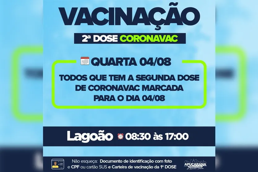 Vacinação contra a covid-19 segue em Apucarana nesta terça