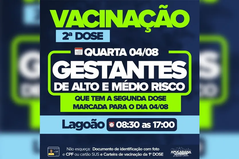 Vacinação contra a covid-19 segue em Apucarana nesta terça