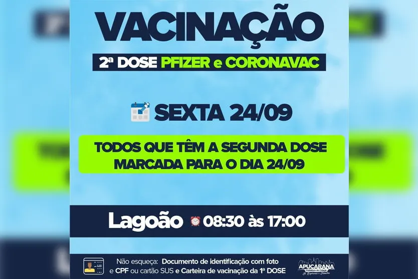 Apucarana aplica 2ª dose da Coronavac e Pfizer