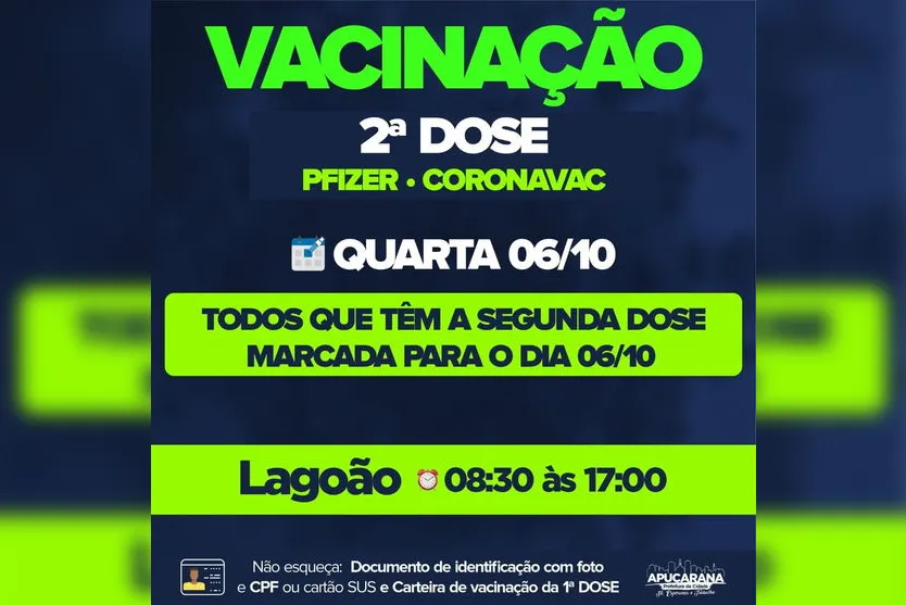Apucarana aplica 2ª dose da Pfizer, Coronavac e AstraZeneca