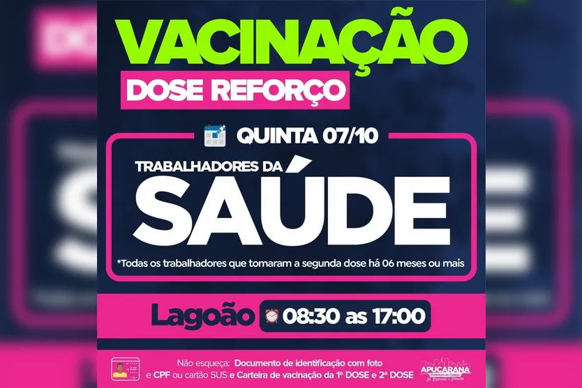 Apucarana aplica 2ª dose da Pfizer, Coronavac e AstraZeneca