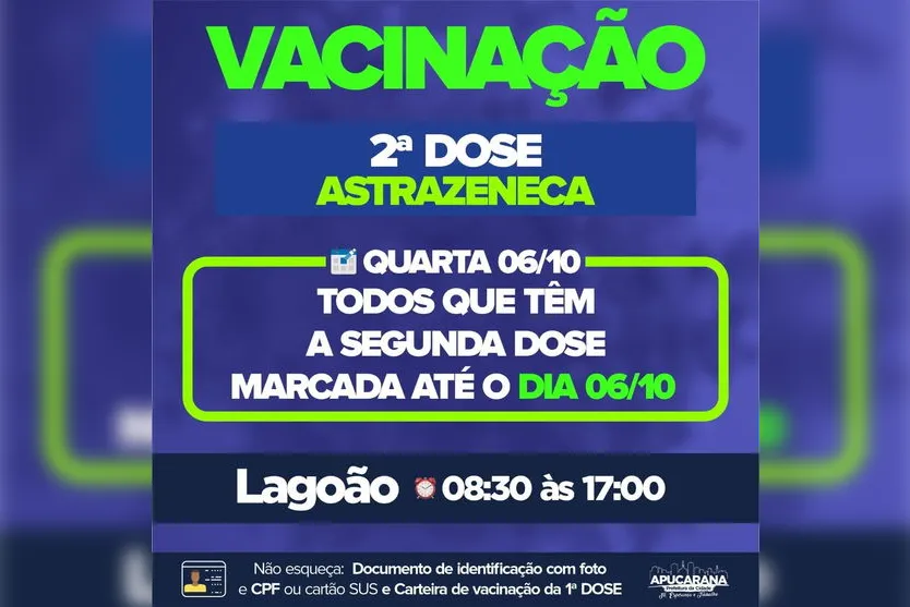 Apucarana aplica 2ª dose da Pfizer, Coronavac e AstraZeneca