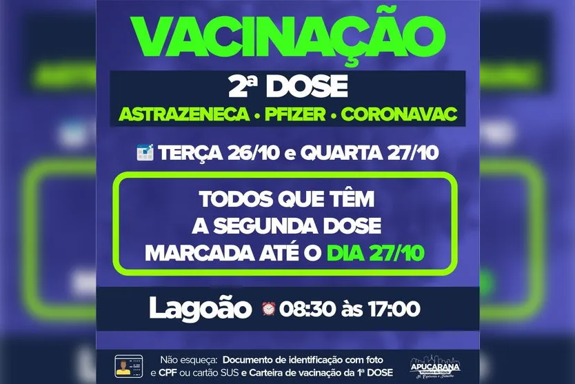 Apucarana retoma vacinação da AstraZeneca contra Covid-19