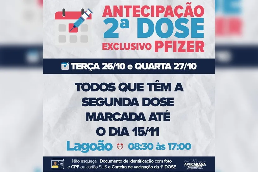 Apucarana retoma vacinação da AstraZeneca contra Covid-19