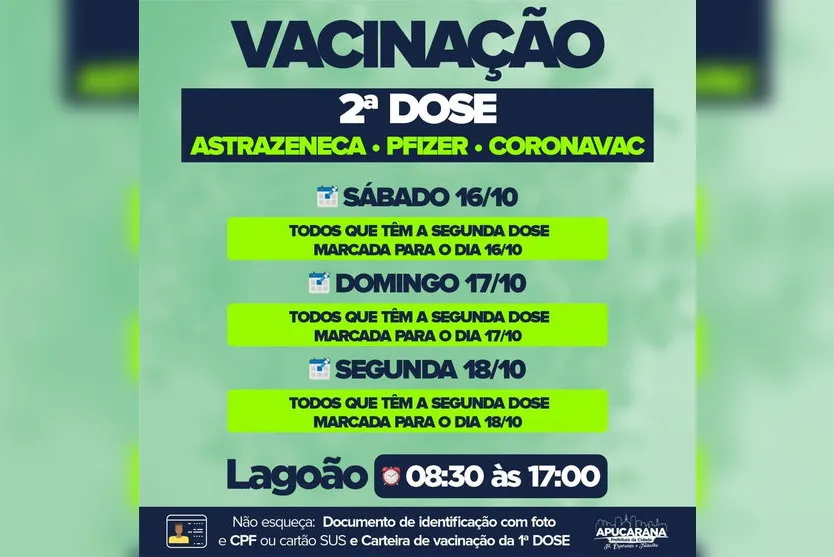 Apucarana vacina adolescentes de 15 anos neste sábado