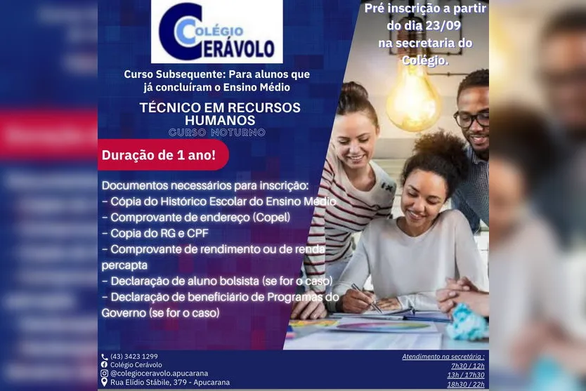 Cerávolo abre inscrições para cursos profissionalizantes