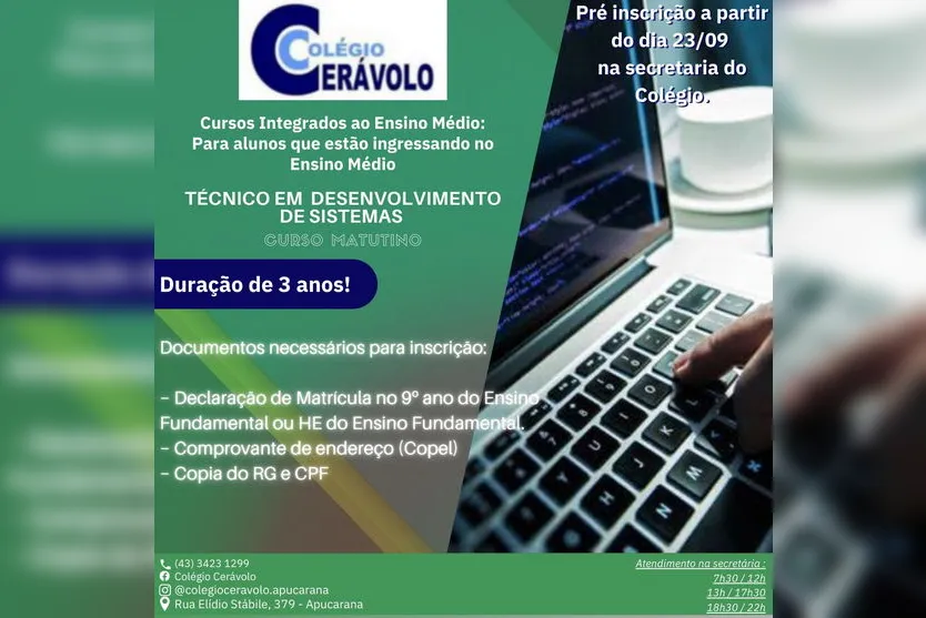 Cerávolo abre inscrições para cursos profissionalizantes