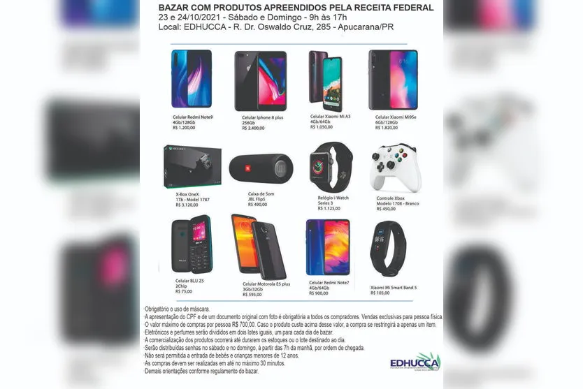Edhucca realiza bazar “Receita” neste sábado e domingo