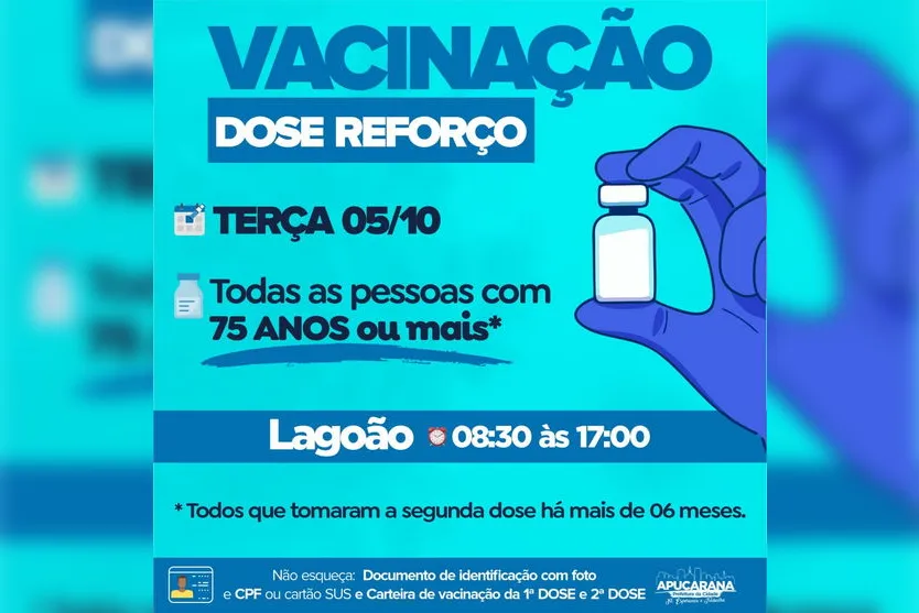 Imunização: Apucarana vacina três grupos nesta terça-feira