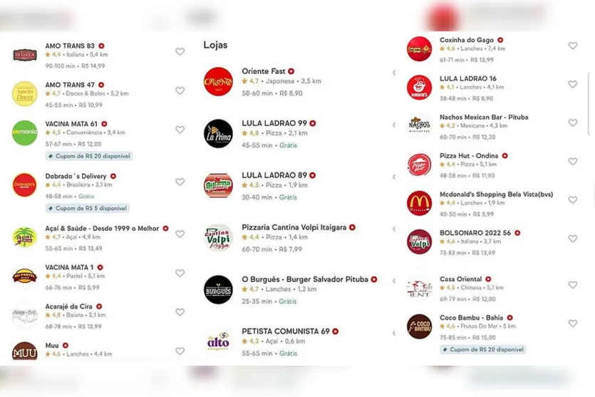 'Lula ladrão': restaurantes têm nomes trocados no iFood