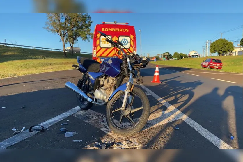 Motociclista fica ferido em acidente perto do 'Bonezão'
