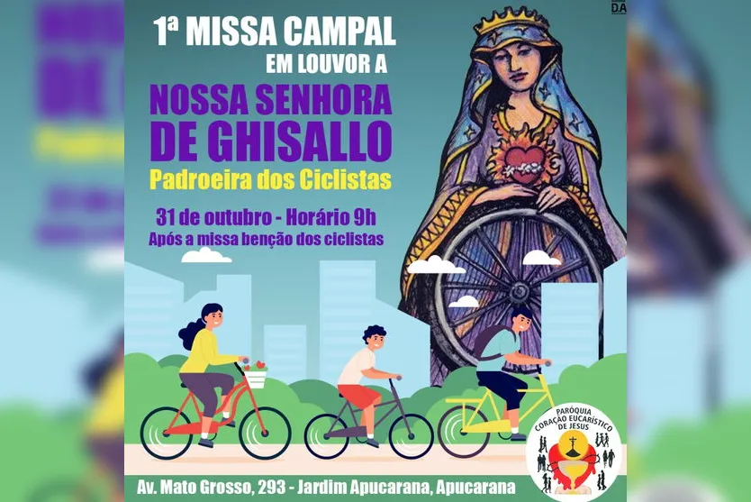 Paróquia realiza missa em louvor a padroeira dos ciclistas