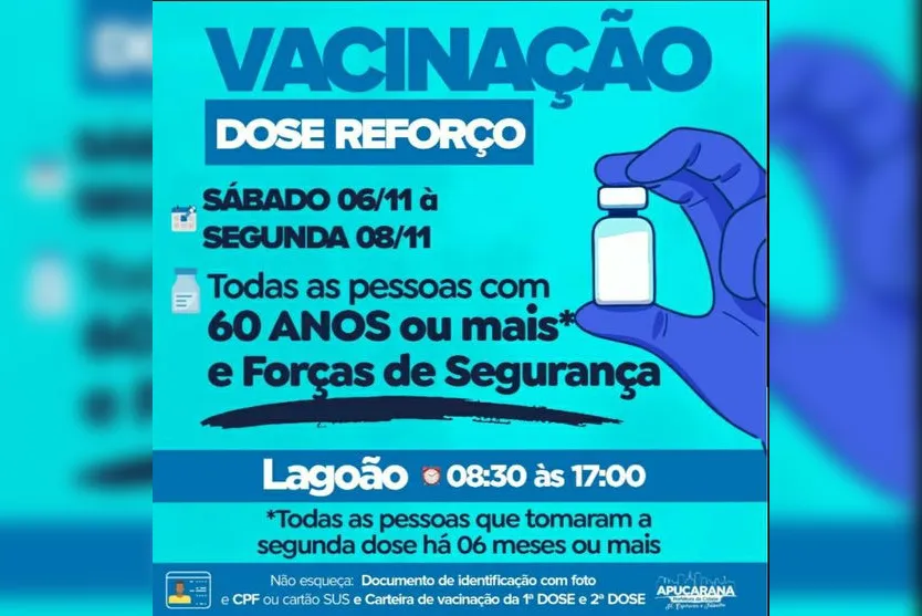 Vacinação continua em Apucarana neste domingo (7)