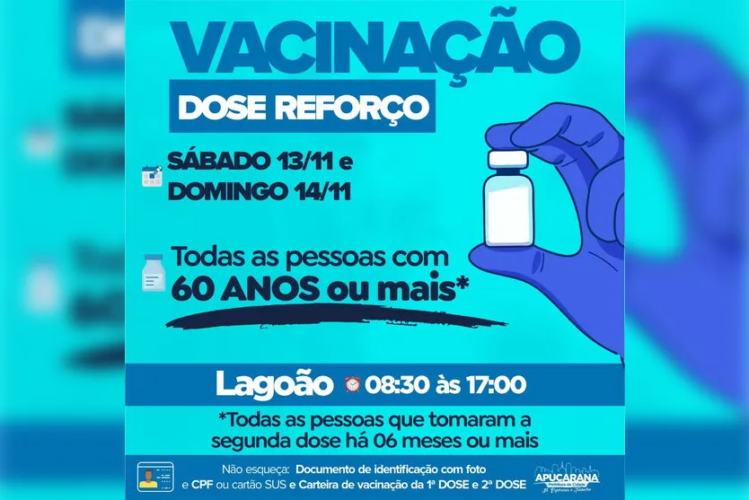 Vacinação em Apucarana segue neste sábado e domingo