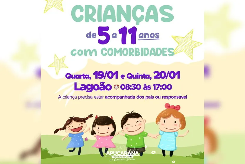 Apucarana anuncia nova etapa da vacinação de crianças