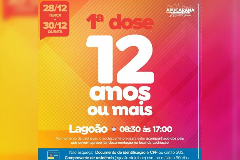 Apucarana vacina contra a Covid-19 até quinta-feira