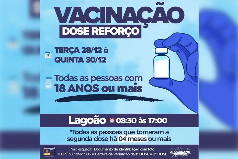 Apucarana vacina contra a Covid-19 até quinta-feira