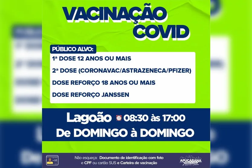 Apucarana vacina crianças de 10 e 11 anos nesta sexta (21)