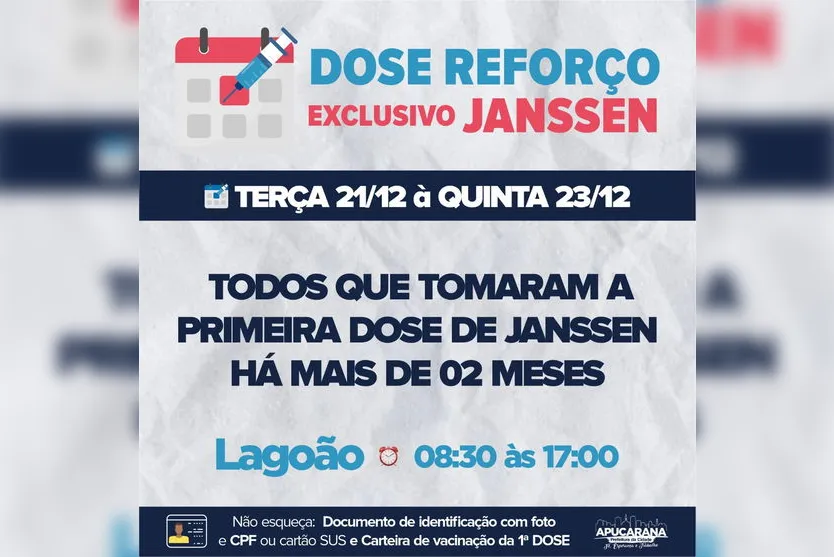 Apucarana vacina dose de reforço para 18 anos ou mais