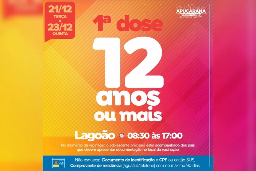 Apucarana vacina dose de reforço para 18 anos ou mais