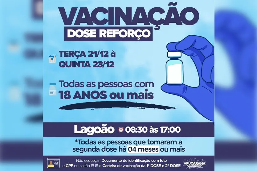 Apucarana vacina dose de reforço para 18 anos ou mais