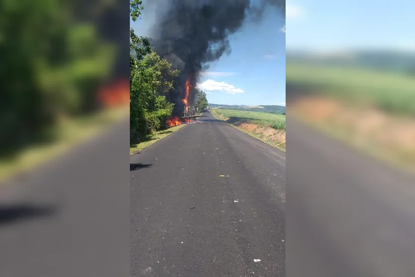 Caminhão pega fogo após acidente na região e motorista morre