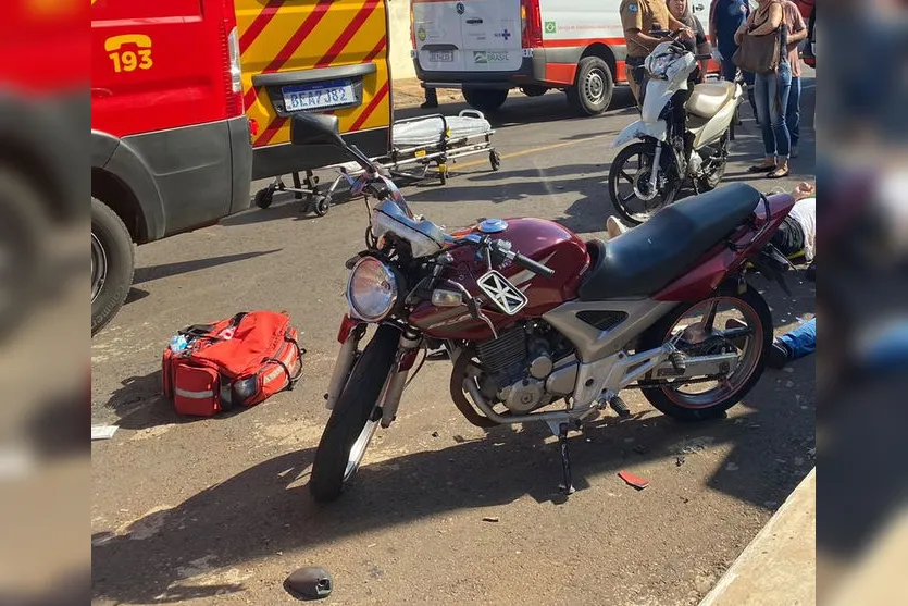 Colisão entre motos deixa três feridos em Apucarana; veja