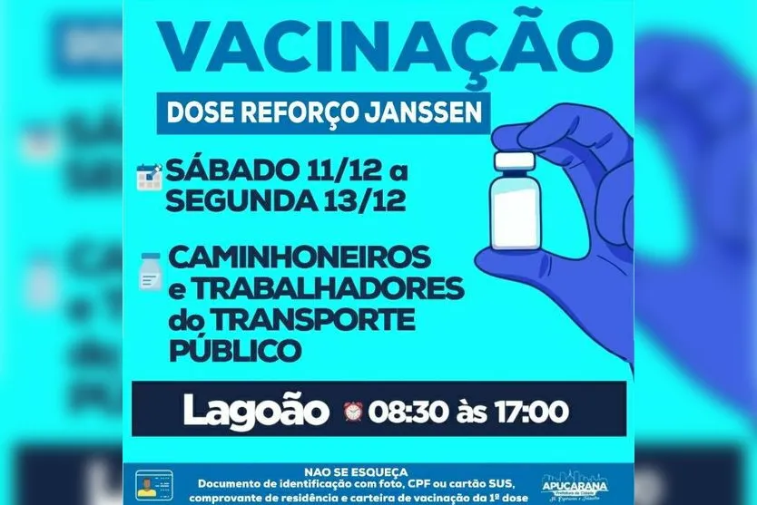 Covid: veja quem pode ser vacinado em Apucarana neste sábado