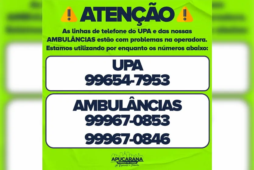 Furto de cabos deixa UPA e AMS sem telefone em Apucarana