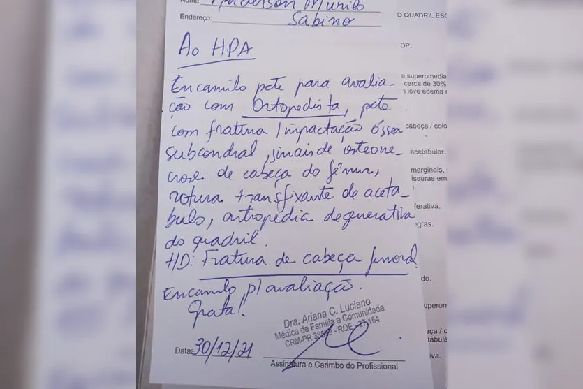 Apucaranense cria 'vaquinha' para pagar cirurgia no quadril