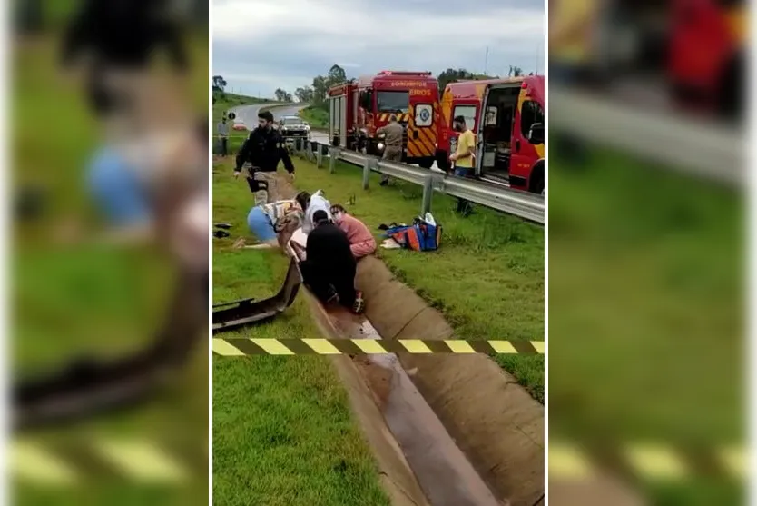 Quatro pessoas ficam feridas em capotamento na BR-376