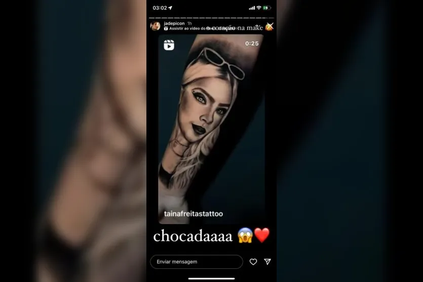 'Chocada', diz Jade Picon ao ver tatuagem de fã