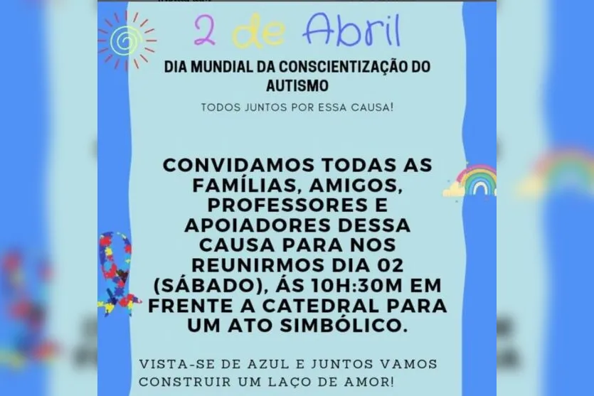  Evento em frente à Catedral marca o dia do autismo em Apucarana 