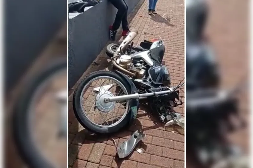 Motoboy quebra a perna após acidente em Apucarana