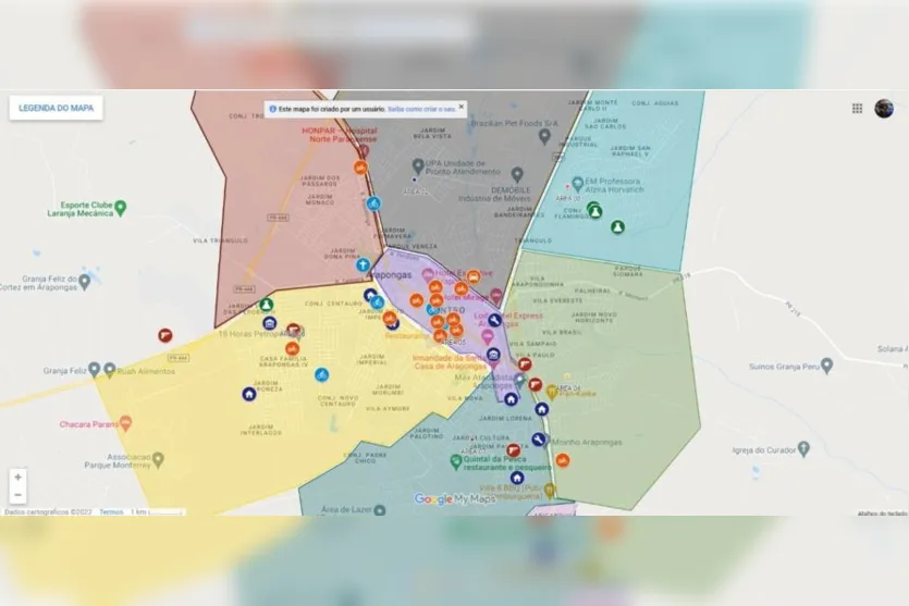  Um dos mapas da criminalidade usado pela PM em Arapongas 