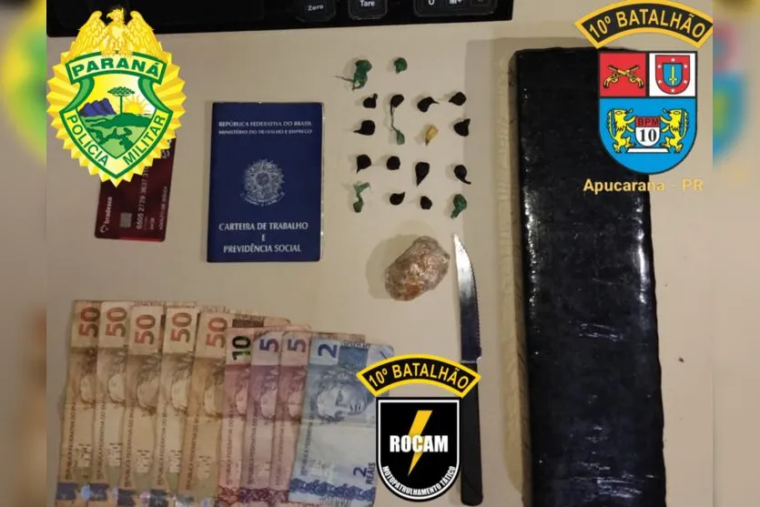  Na sacola a PM também encontrou R$ 272 em dinheiro 