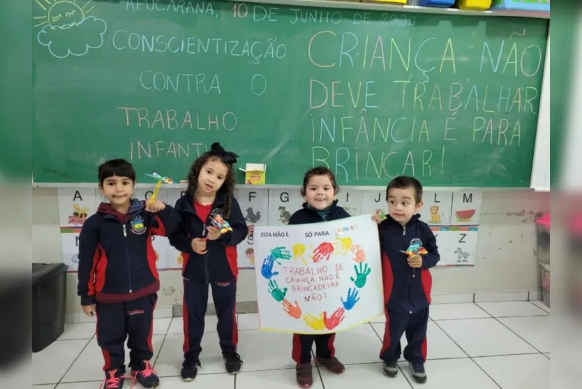  O objetivo é alertar a população para o fato de que o trabalho infantil prejudica o pleno desenvolvimento das crianças e rouba delas o direito de brincar e frequentar regularmente a escola 