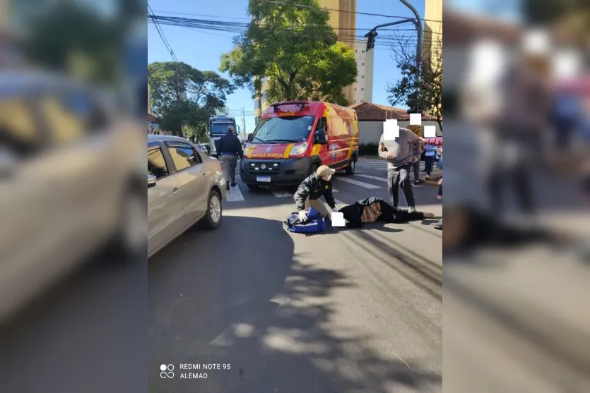  Uma idosa foi atropelada em Apucarana na manhã desta segunda-feira (13) 