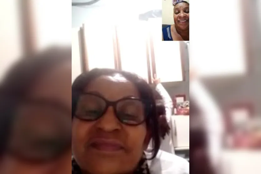  A irmãs Maria e Luzinete Cícera conversaram através de vídeo-chamada nesta terça (5) 