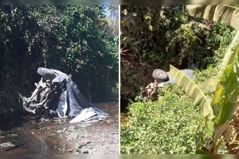  Duas pessoas que estavam dentro do carro foram lançadas para fora do veículo 