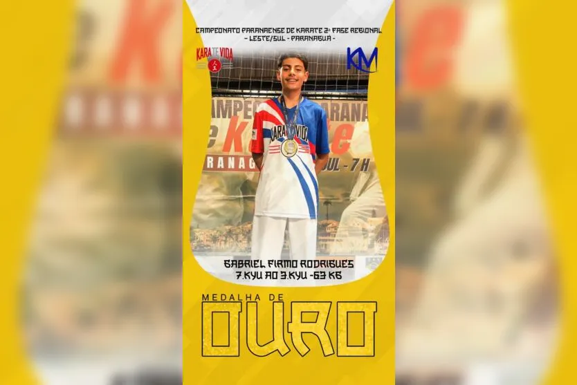  Gabriel Firmo Rodrigues, 14 anos, ficou em primeiro na modalidade kumite 