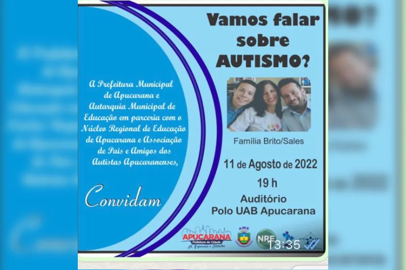 Família de São Paulo ministra palestra sobre autismo no Polo UAB