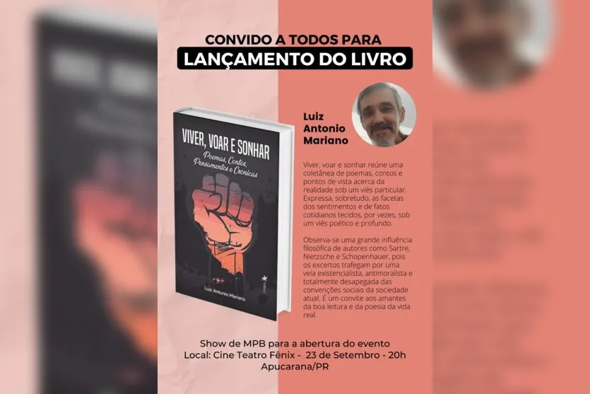 Escritor de Apucarana lança livro de poemas e contos nesta sexta (23)