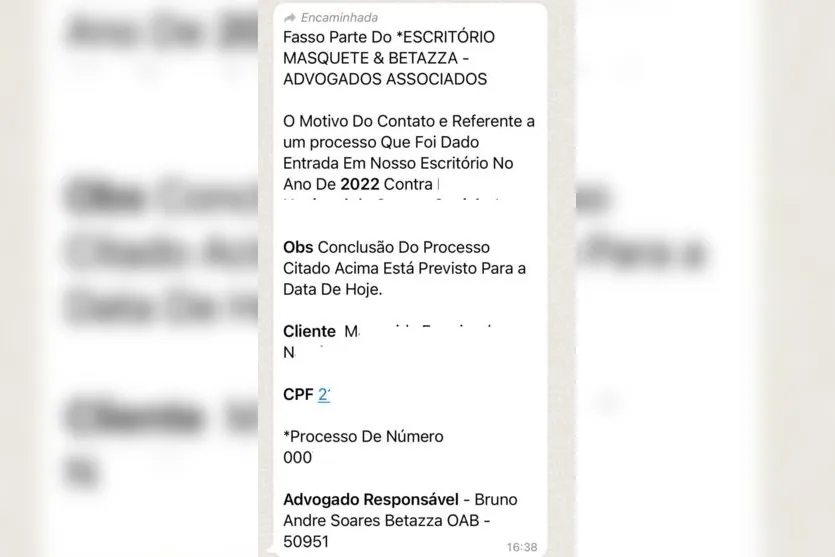  Golpistas conseguiram informações públicas sobre o processo na internet 